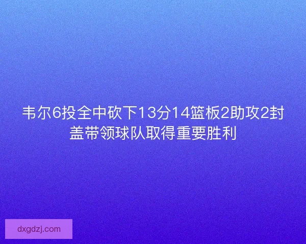 韦尔6投全中砍下13分14篮板2助攻2封盖带领球队取得重要胜利